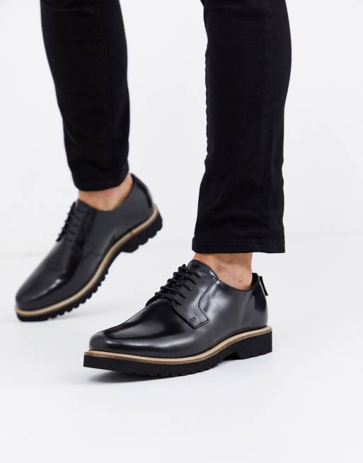 Ben Sherman wide fit chunky sole lace up shoe in black