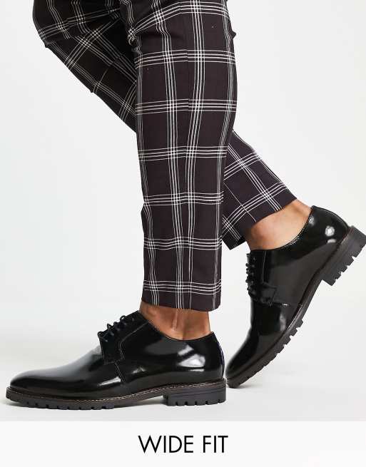 Ben Sherman Wide Fit – Czarne sznurowane brogsy ze skóry na grubej podeszwie