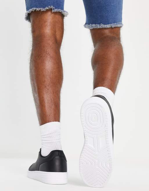 Ben Sherman Wide Fit flatform faux leather sneakers in black, 2 of 4