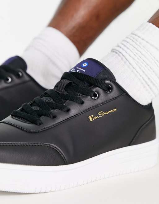 Ben Sherman Wide Fit flatform faux leather sneakers in black, 4 of 4
