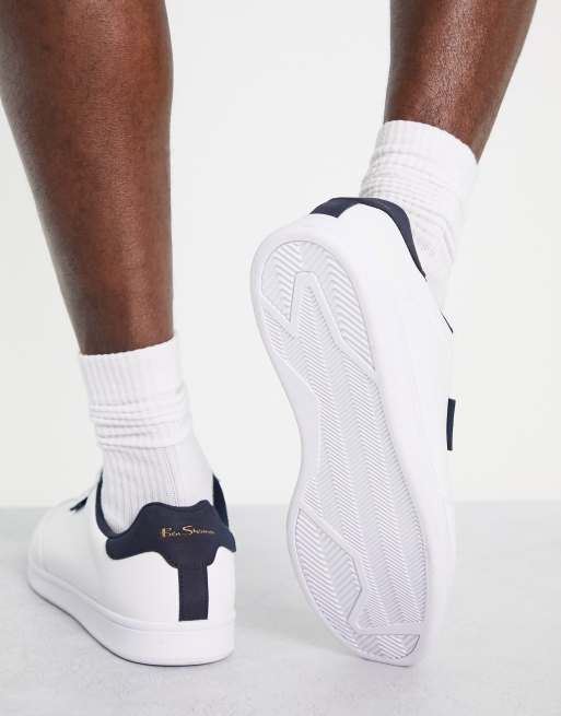 Ben Sherman Wide Fit - Hvide sneakers med marineblå hældetalje, 2 af 4