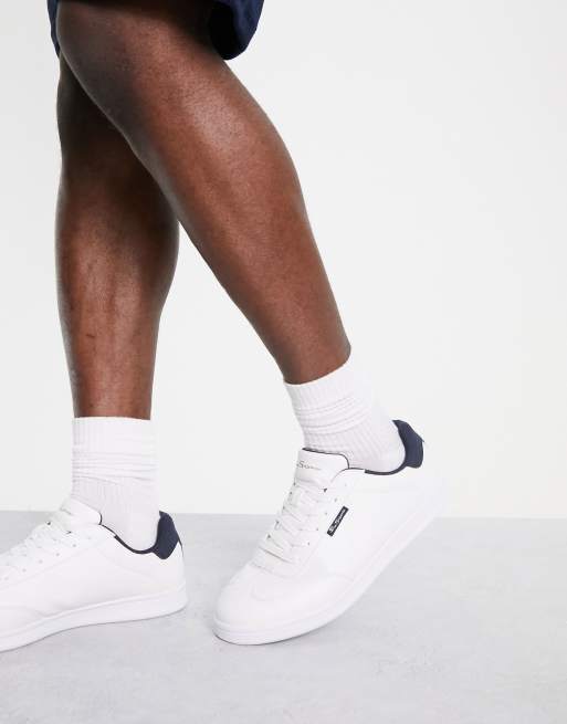 Ben Sherman Wide Fit - Hvide sneakers med marineblå hældetalje, 4 af 4