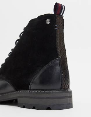 black leather wide fit ankle boots