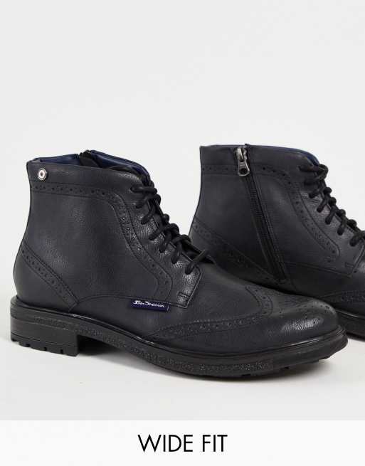 black brogue lace up boots