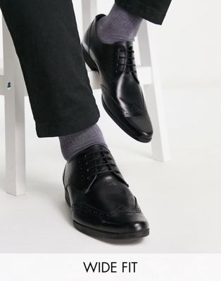 Ben Sherman wide fit leather formal derby shoes in black
