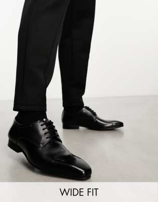 Ben Sherman wide fit leather oxford lace up shoes in black leather - ASOS Price Checker