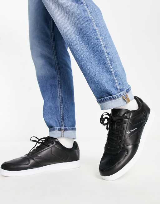 Ben Sherman wide fit minimal lace up trainers in black | ASOS