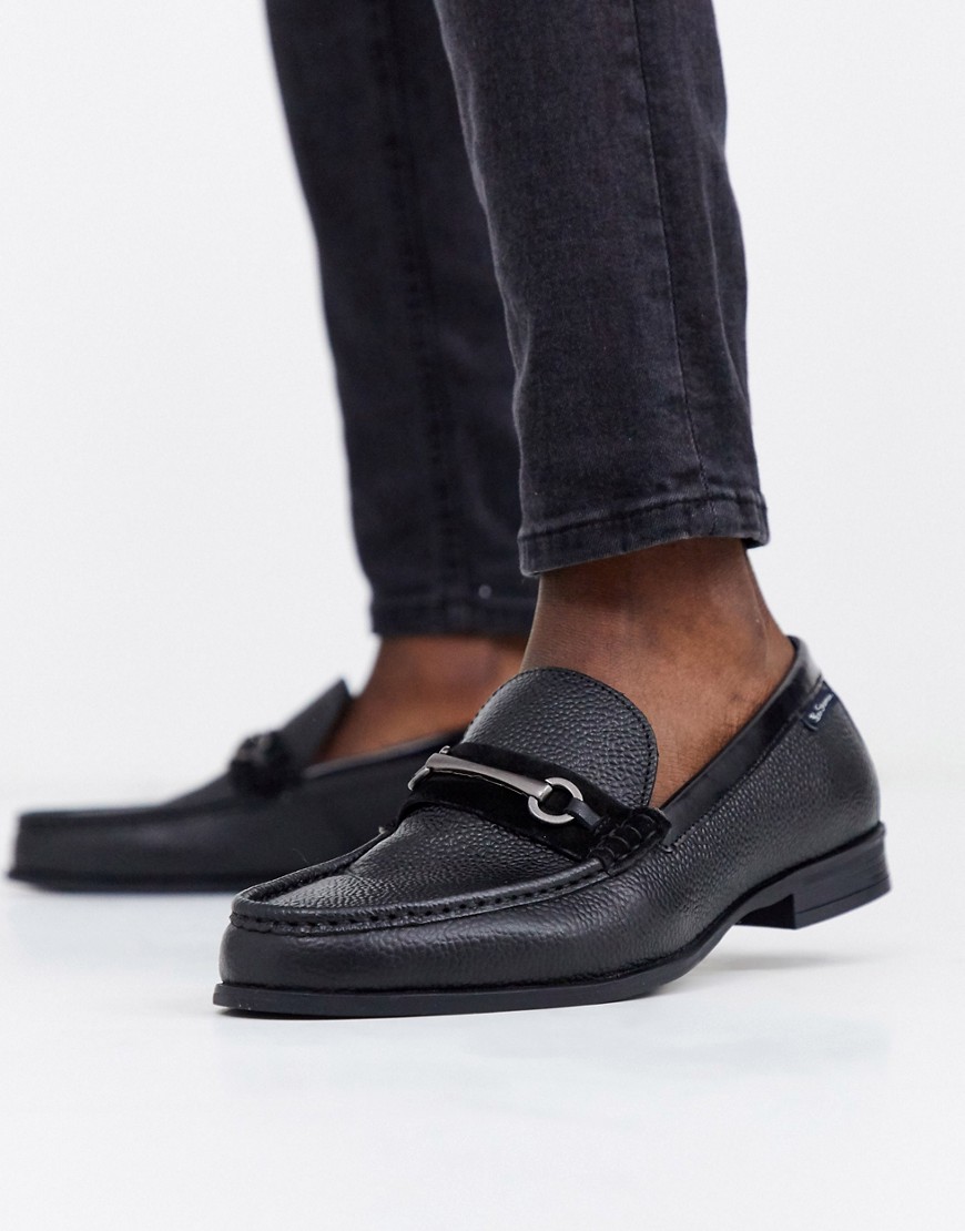 Ben Sherman – Wide fit – Svarta loafers med metalldetalj
