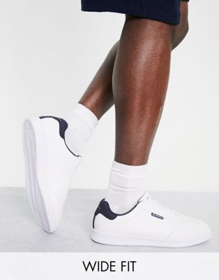 Ben Sherman wide fit trainers in white with navy tab - ASOS Price Checker