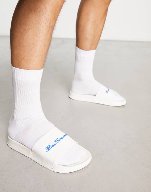 Ben Sherman - Zwembadslippers in gebroken wit