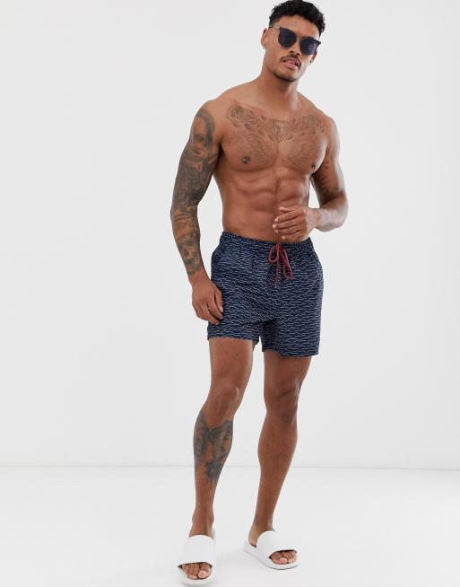 Ben Sherman - Zwemshort in marineblauw met golven