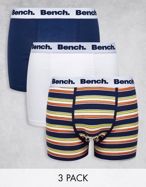 Buy Bench Mens Beale Three Pack Boxers Navy Logo Pattern/Bright