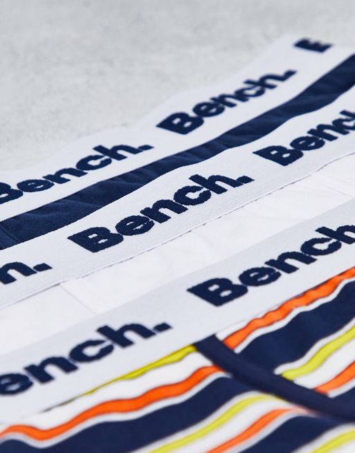 Buy Bench Mens Beale Three Pack Boxers Navy Logo Pattern/Bright