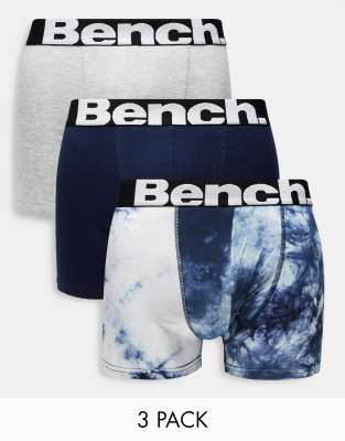 Bench 3 pack boxers with jacquard waist bands in navy | ASOS