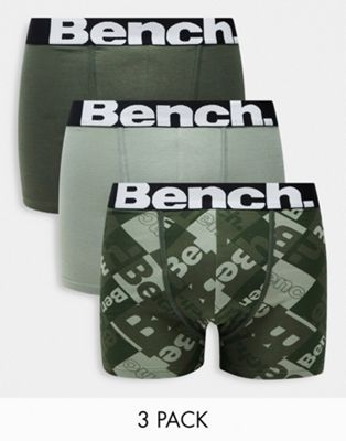 Bench 3 pack oversized logo boxers in khaki