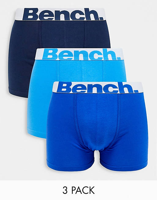 Bench – 3er-Pack Boxershorts in Blau mit Jacquard-Bund | ASOS