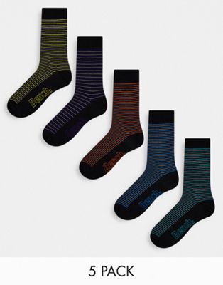 Bench 5 pack dress socks in blue and yellow stripes