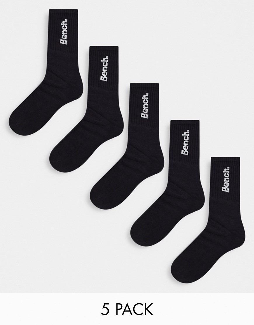 Bench 5 Pack Logo Embroidered Socks In Black