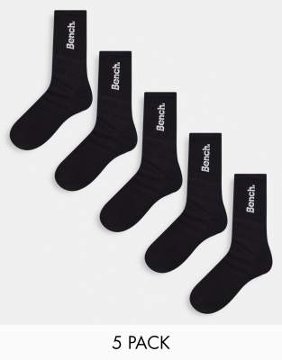 Bench 5 pack logo embroidered socks in black