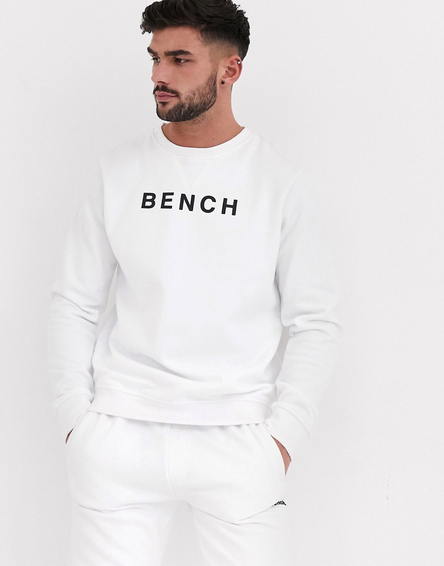 Bench – Avslappnad sweatshirt med svart vintagetext-Vit