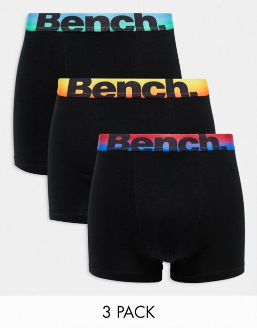 Bench – Balam – 3er-Pack Unterhosen in Schwarz mit Ombré-Bund