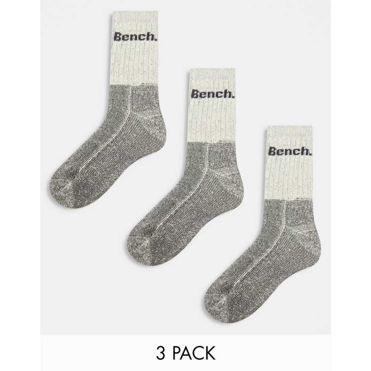 Bench Barron 3 pack solid and twisted marl mix boot socks in off