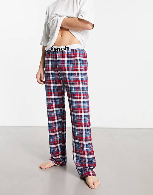 Bench brushed flannel lounge pants in red check | ASOS