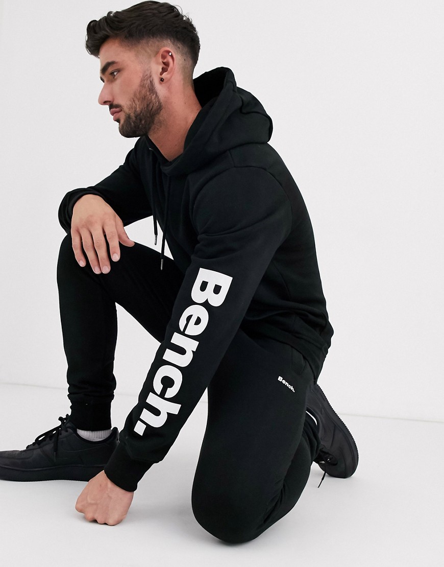 Bench - Combi-set - Ruimvallende hoodie met logo op de zijkant in zwart