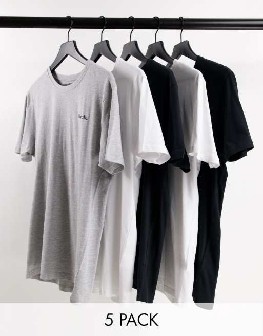 Bench – Durmi – 5er-Pack Lounge-T-Shirts in Schwarz