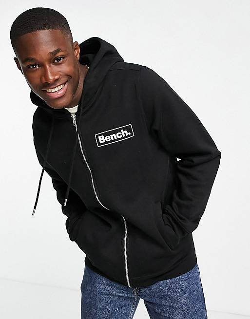 Bench full zip logo hoodie in black | ASOS