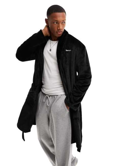 Bench Ganbo fleece shawl robe in black | ASOS