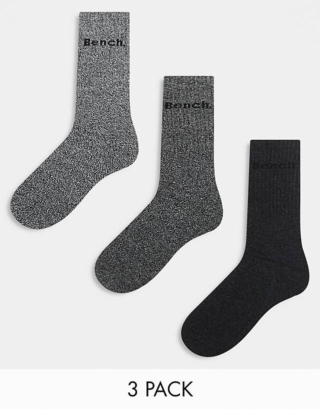Bench - gellar 3 pack twisted marl boot socks in black