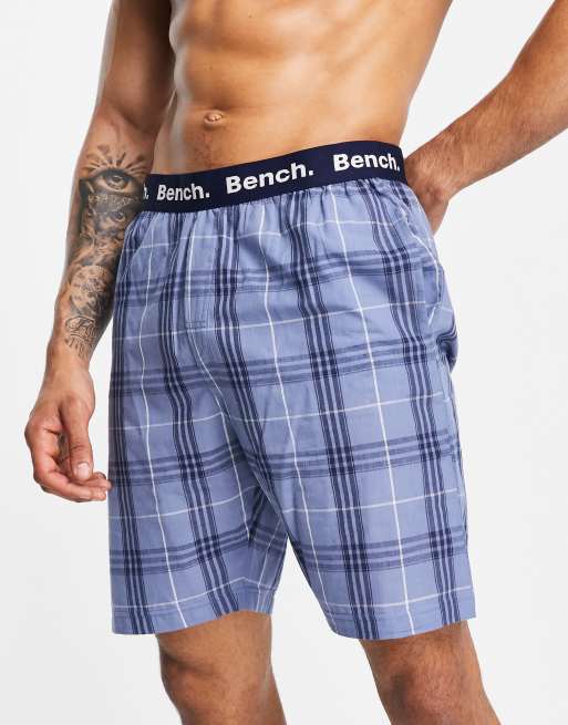 Bench - Geruite loungeshort in marineblauw