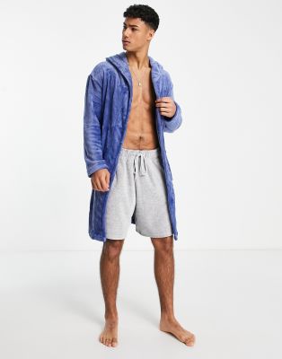 Bench Bench hooded robe in mid blue