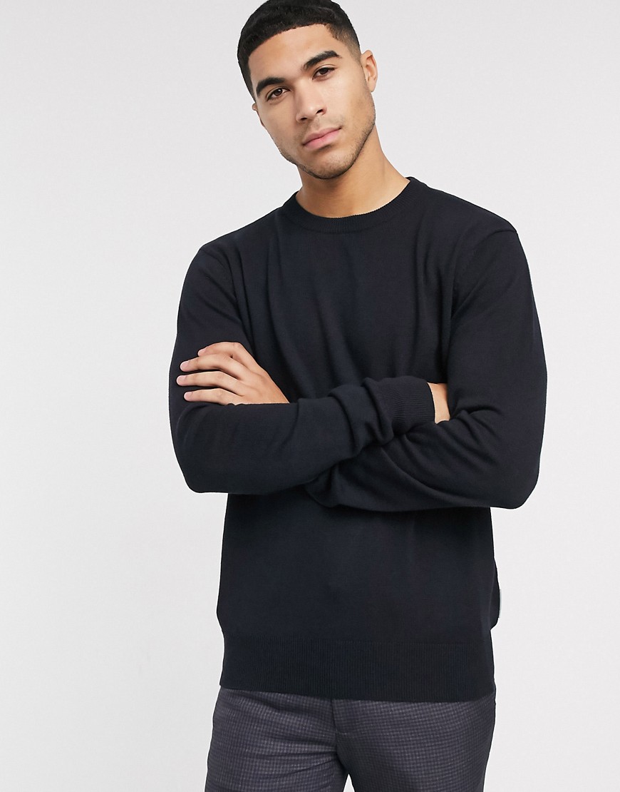 Bench Knitted crew neck jumper in navy-Black