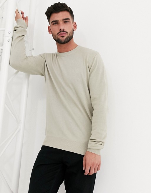 Bench Knitted crew neck jumper in stone