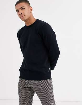 black knit crew neck sweater
