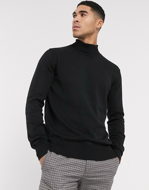 Bench knitted roll neck in black