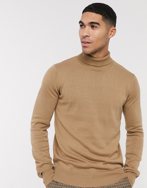 Bench knitted roll neck in camel