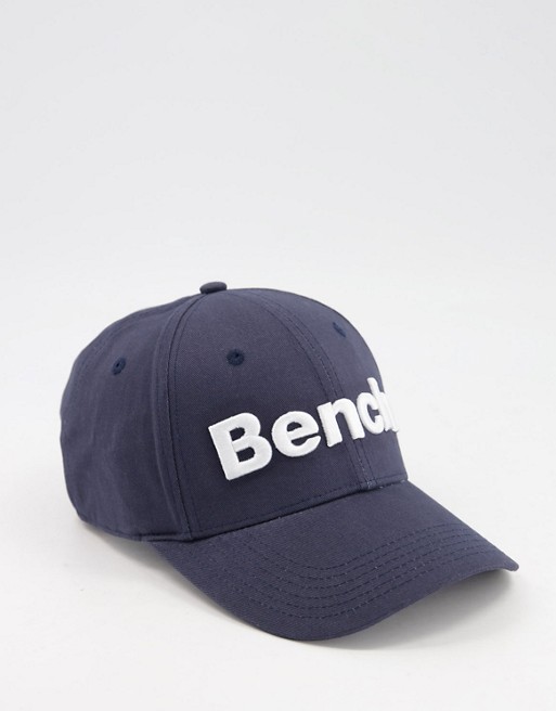Bench cap with logo in navy