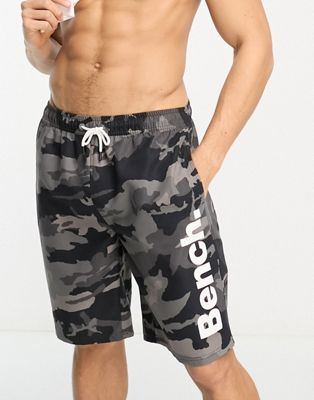 Bench long length swim shorts in grey camo