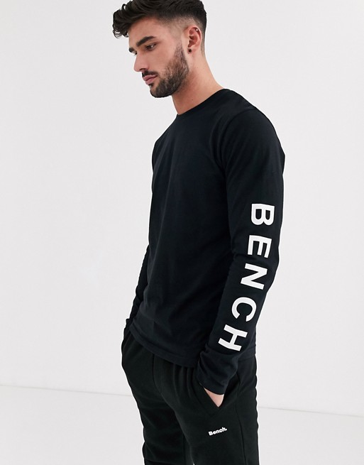 Bench long sleeve top with vintage font in black