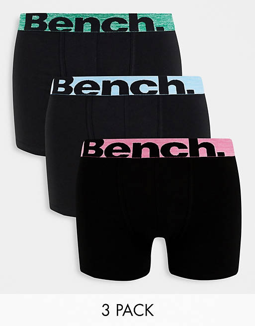 Bench Marcello 3 pack boxers with contrast waistband in black
