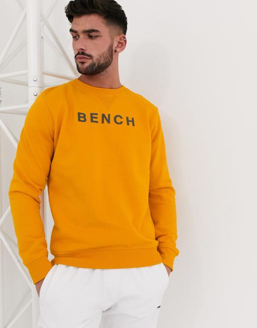 Bench Oversized Sweatshirt With Vintage Font In Golden Yellow Asos