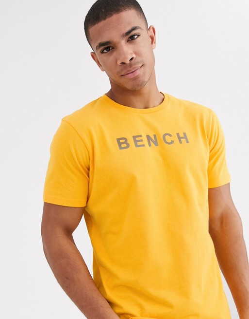 Bench oversized t-shirt with vintage font in golden yellow