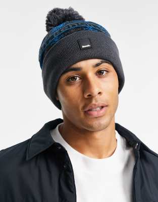 Bench Patterned Bobble Hat In Navy | ModeSens