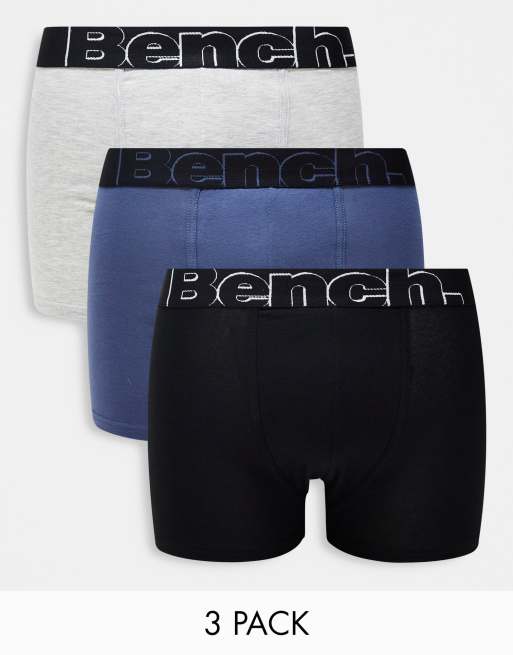 Bench - Set van 3 boxershorts met jacquard tailleband in blauw, zwart en grijs