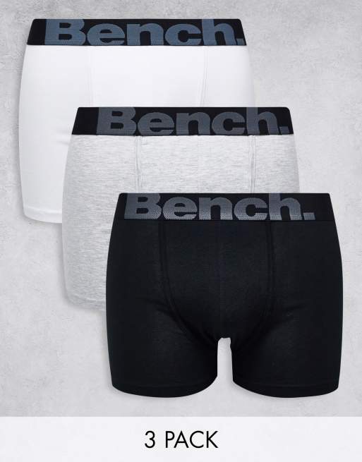 Bench - Set van 3 boxershorts met logo op de tailleband in wit, zwart en gemêleerd grijs