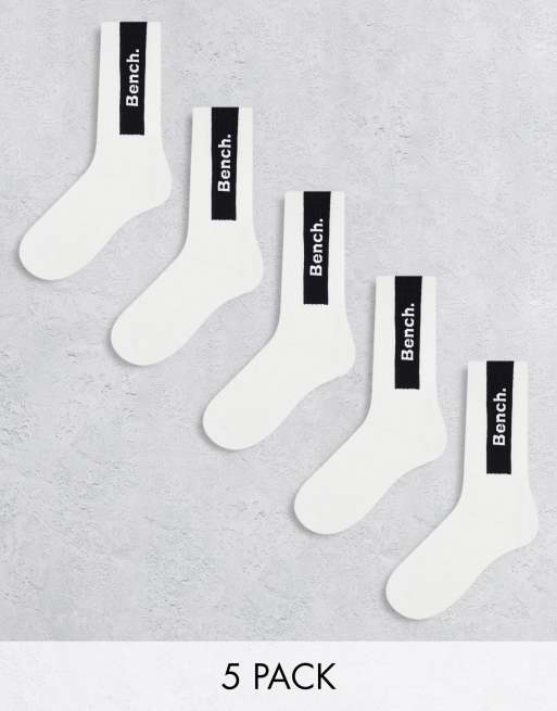 Bench – Soprano – 5er-Pack Sport-Crew-Socken in Weiß
