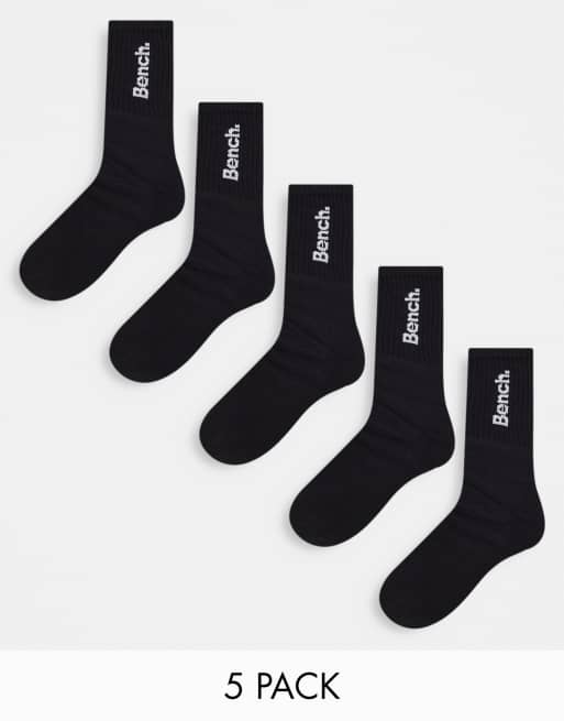 Bench – Svarta strumpor med broderad logga, 5-pack